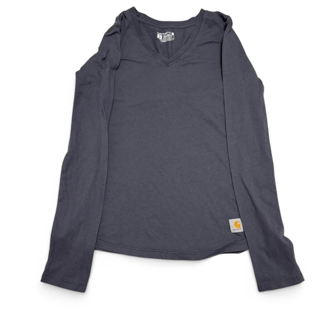 Carhartt Women's Gray Long Sleeve V-neck Top | Small